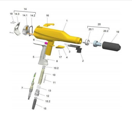 1002100 Máquina de rociado de recubrimiento en polvo Completa Gema Optiselect Gm02 Con 6m de cable