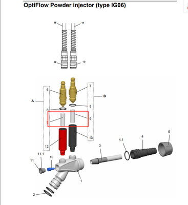 Elemento filtrante 1003698# para Gema OptiFlow Powder Injector IG02 IG06